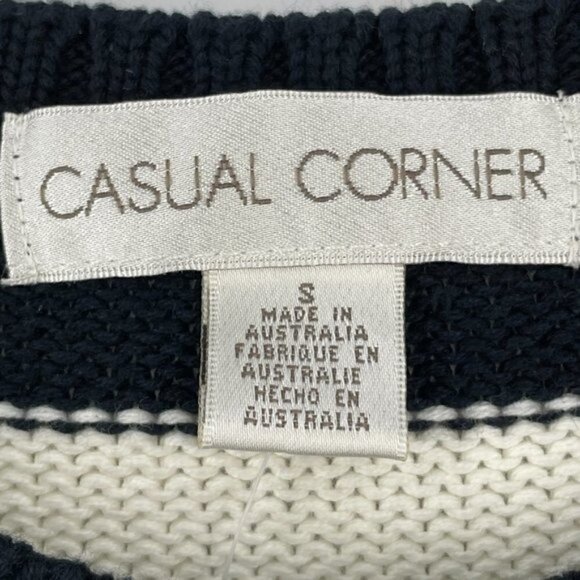 NWT Vintage Navy White Star Stripe Patriotic Cotton Pullover Crew Sweater Small - Picture 5 of 8